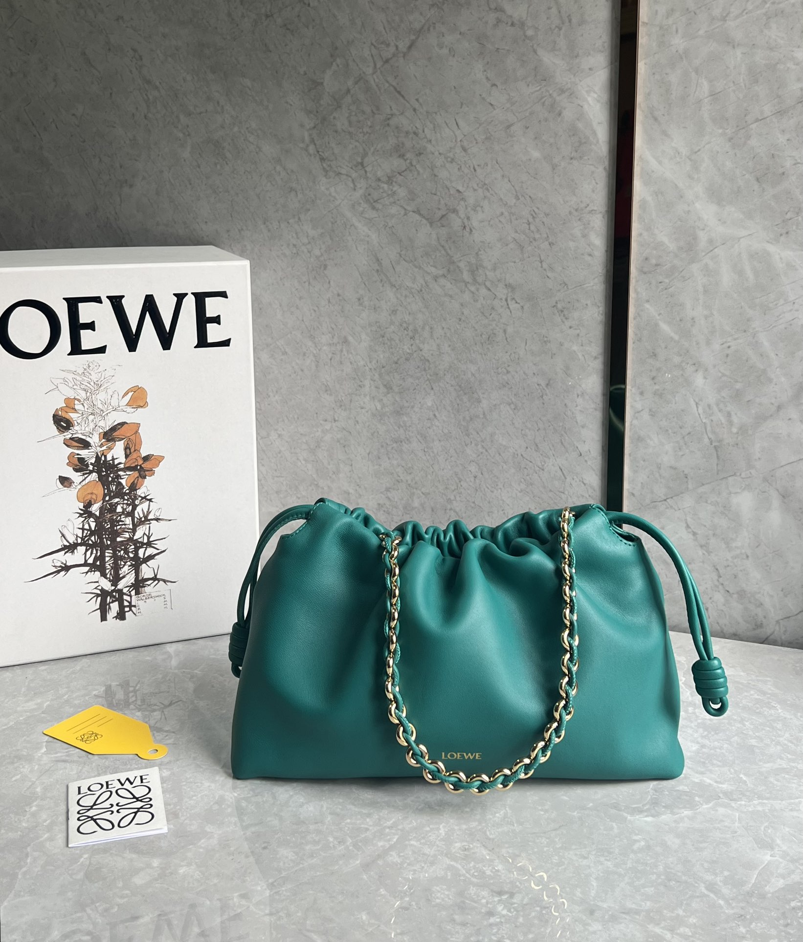 Loewe Medium Flamenco Purse in Mellow Nappa Lambskin Deep Turquoise